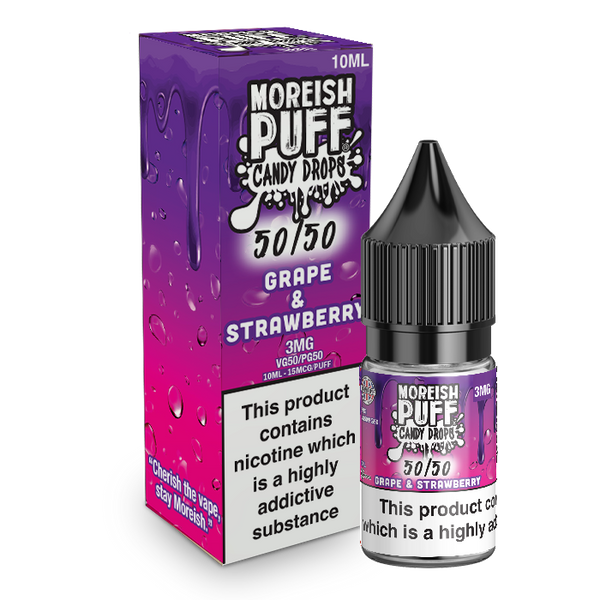 Moreish Puff Candy Drops 50/50: Grape and Strawberry Candy Drops 10ml E-Liquid 3mg