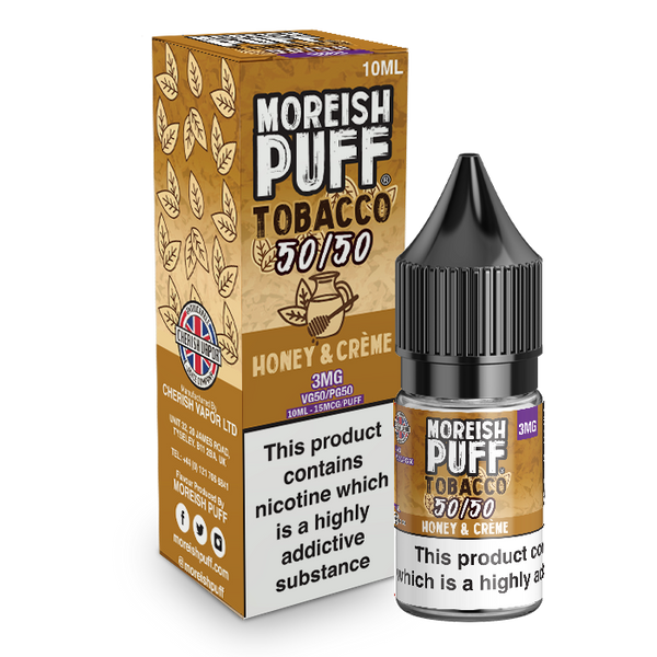 Moreish Puff Tobacco 50/50: Honey and Cream Tobacco 10ml E-Liquid