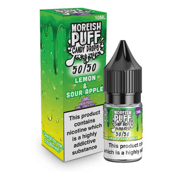 Moreish Puff Candy Drops 50/50: Lemon and Sour Apple Candy Drops 10ml E-Liquid 3mg