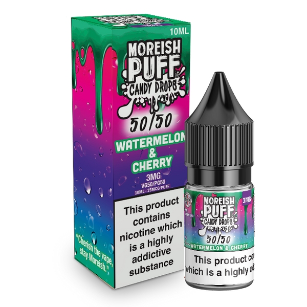 Moreish Puff Candy Drops 50/50: Watermelon and Cherry Candy Drops 10ml E-Liquid 3mg